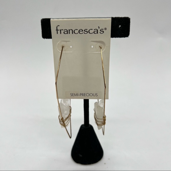 NWT Francesca’s Quartz Goldtone Hoop Earrings - Picture 2 of 4